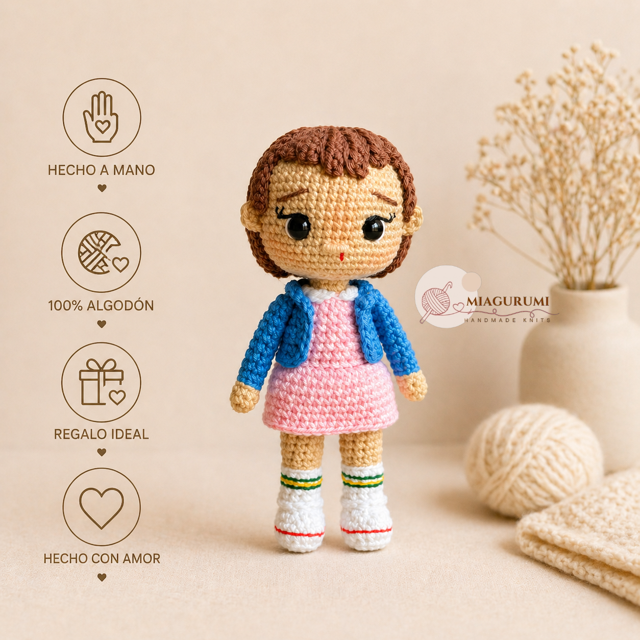 Amigurumi Eleven (Once) hecho a mano | Muñeco Stranger Things | Regalo original fan